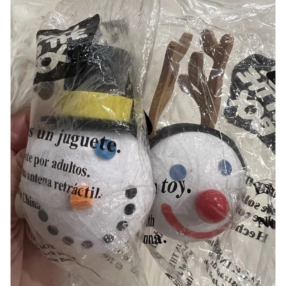 Lot Of 2 Jack In The Box Car‎ Antenna Balls 2005 Snowman/2004 Reindeer NOS